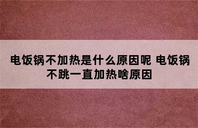 电饭锅不加热是什么原因呢 电饭锅不跳一直加热啥原因